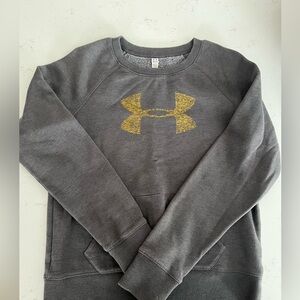 Under Armour sweatshirt, size Medium, grey and gold, EUC